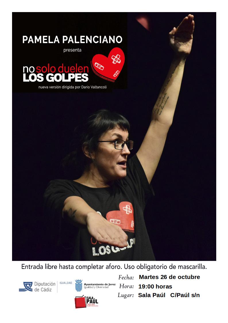 🟪Monólogo ‘No solo duelen los golpes’ de @Nosolopam

➡️Junto a <a href="/diputacioncadiz/">Diputación de Cádiz</a> pretendemos con esta actividad sensibilizar y prevenir la violencia de género 

🗓️Será el martes 26 de octubre
⌚️A las 19 horas
📍<a href="/SalaPaulJerez/">Juventud Ayuntamiento de Jerez</a> 

Está dirigida a público a partir de 14 años