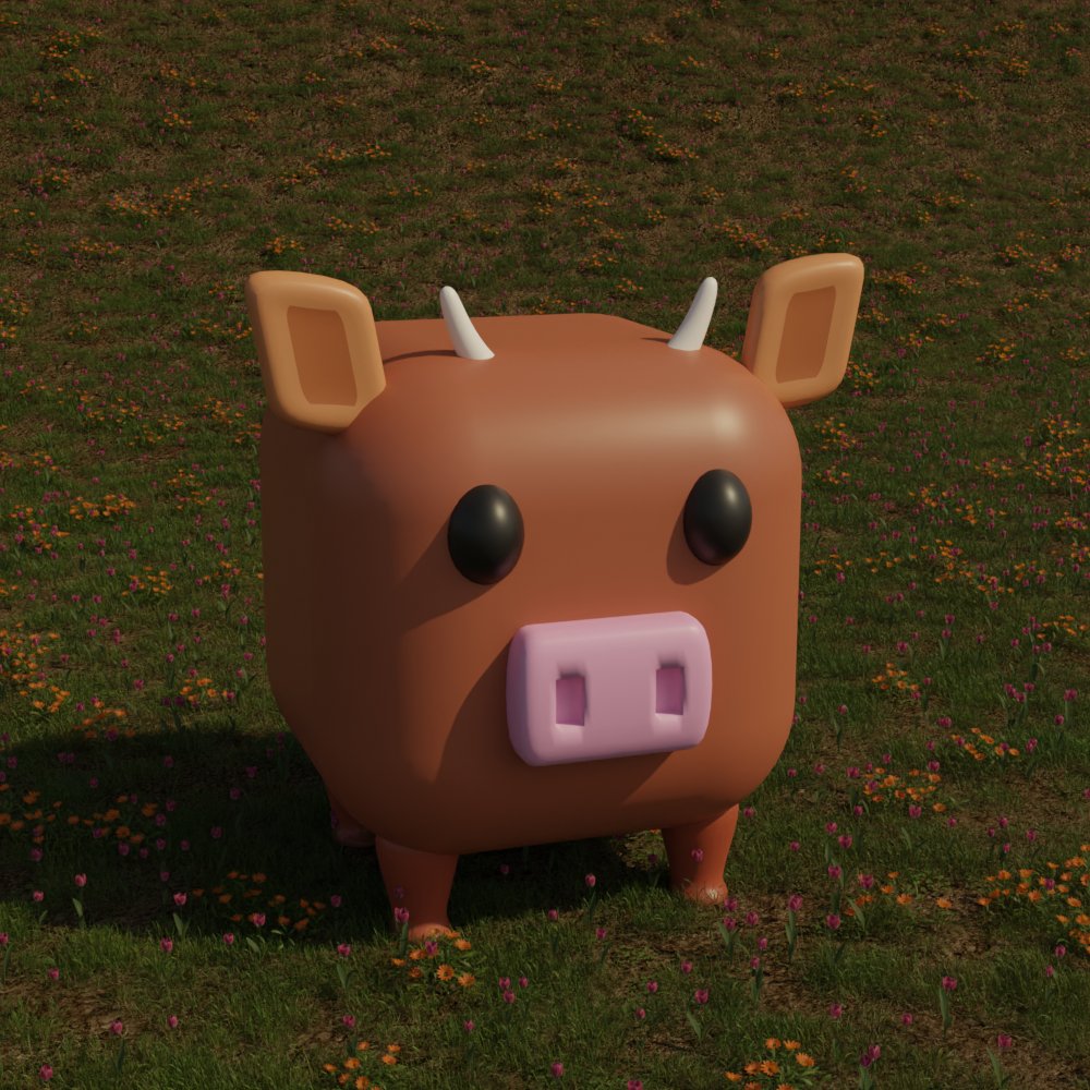 Billy the bull in a happy meadow
