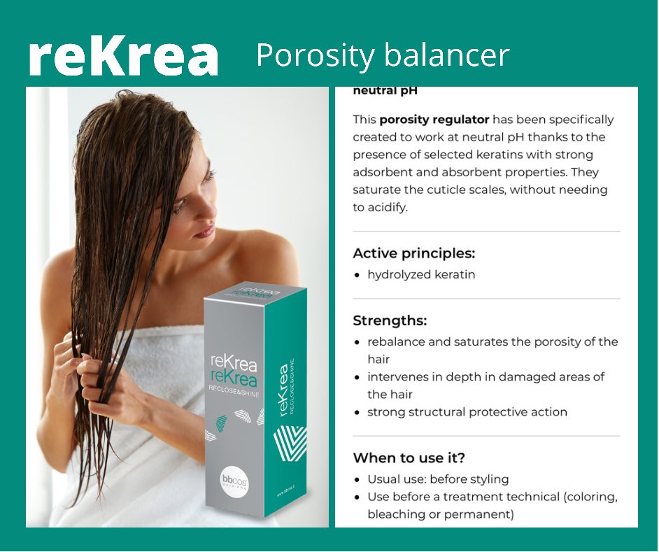 reKrea porosity balancer. Apply directly to the hair before colouring, bleaching, perming or blow drying. #bbcosuk #rekrea #bbcoscolours #porositybalancer #hairporositybalancer #haircare #haircondition #hairprotector #hairstylist #haircolourist haircoloursdirect.com