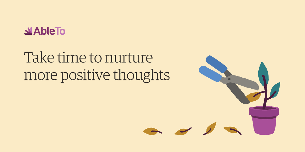 NAMI_NJ's tweet photo. Did you know there are techniques to cultivate positive thoughts while managing negative thoughts that can creep in during the day? Learn more about them at https://t.co/qSPXMBuEaZ to keep nurturing #mentalhealth together, all month long. #AbleToTakeTime https://t.co/KrtuxSm2LW