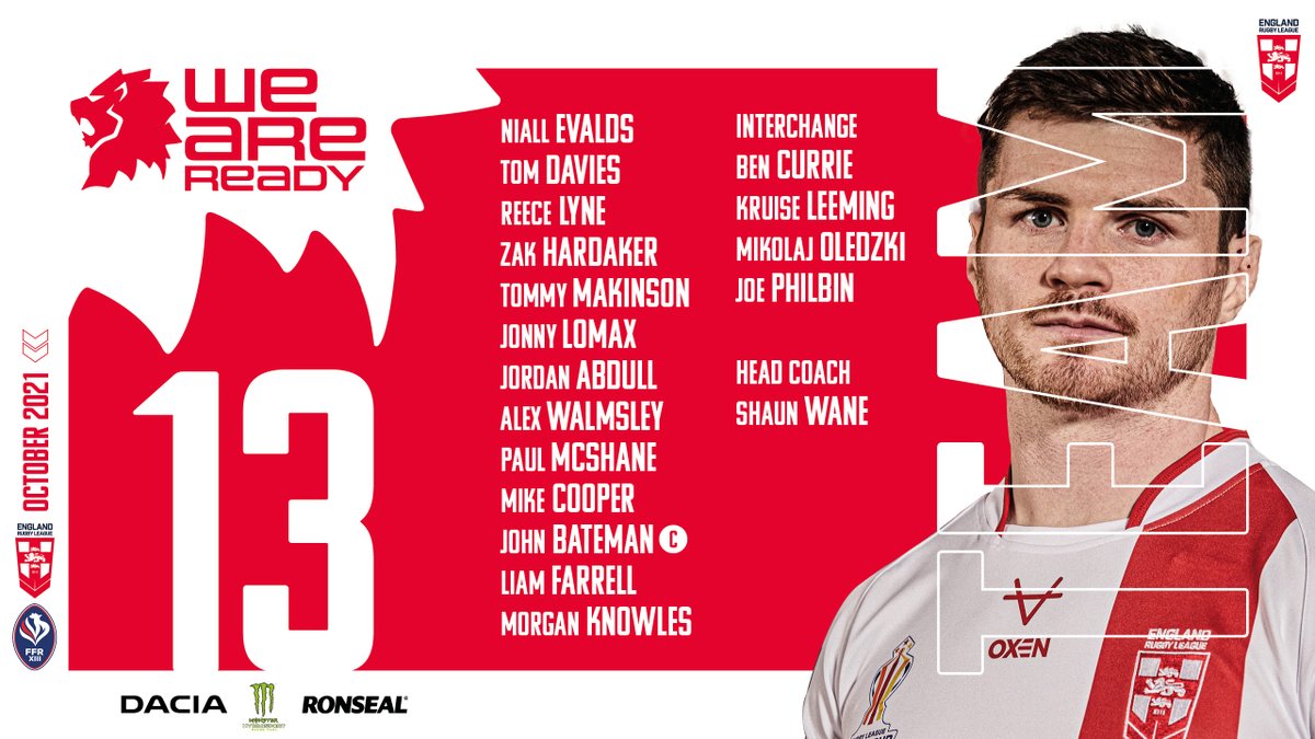 💪 England Men's Head Coach Shaun Wane has named his side to face France in Perpignan this weekend. 📰 More: bit.ly/3jjIQg6 🏴󠁧󠁢󠁥󠁮󠁧󠁿 #EnglandRL