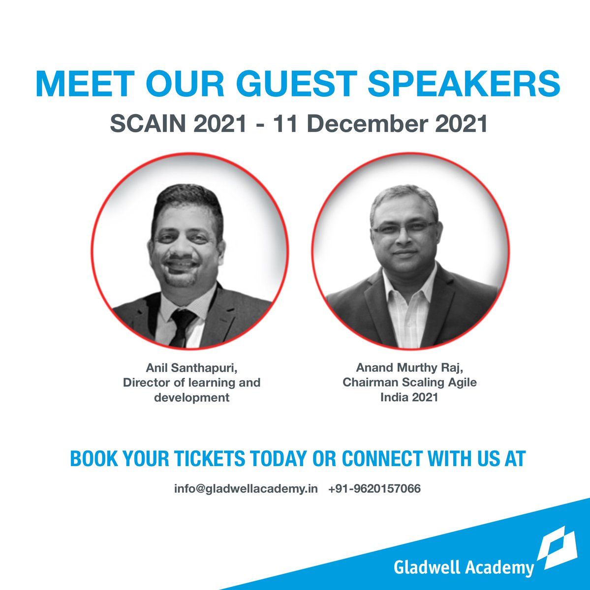 📌At SCAIN 2021, we will be joined by many prestigious names in the field of Agile Training. Let’s meet our first 2 guests!

#corporatetraining #training #mentor #training #expertadvice #corporatewellness #gladwellacademy