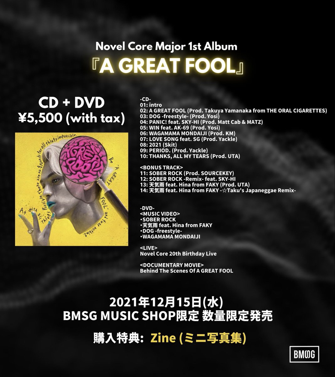 12月15日(水) 発売 Novel Core Major 1st Album 「A GREAT FOOL」 配信