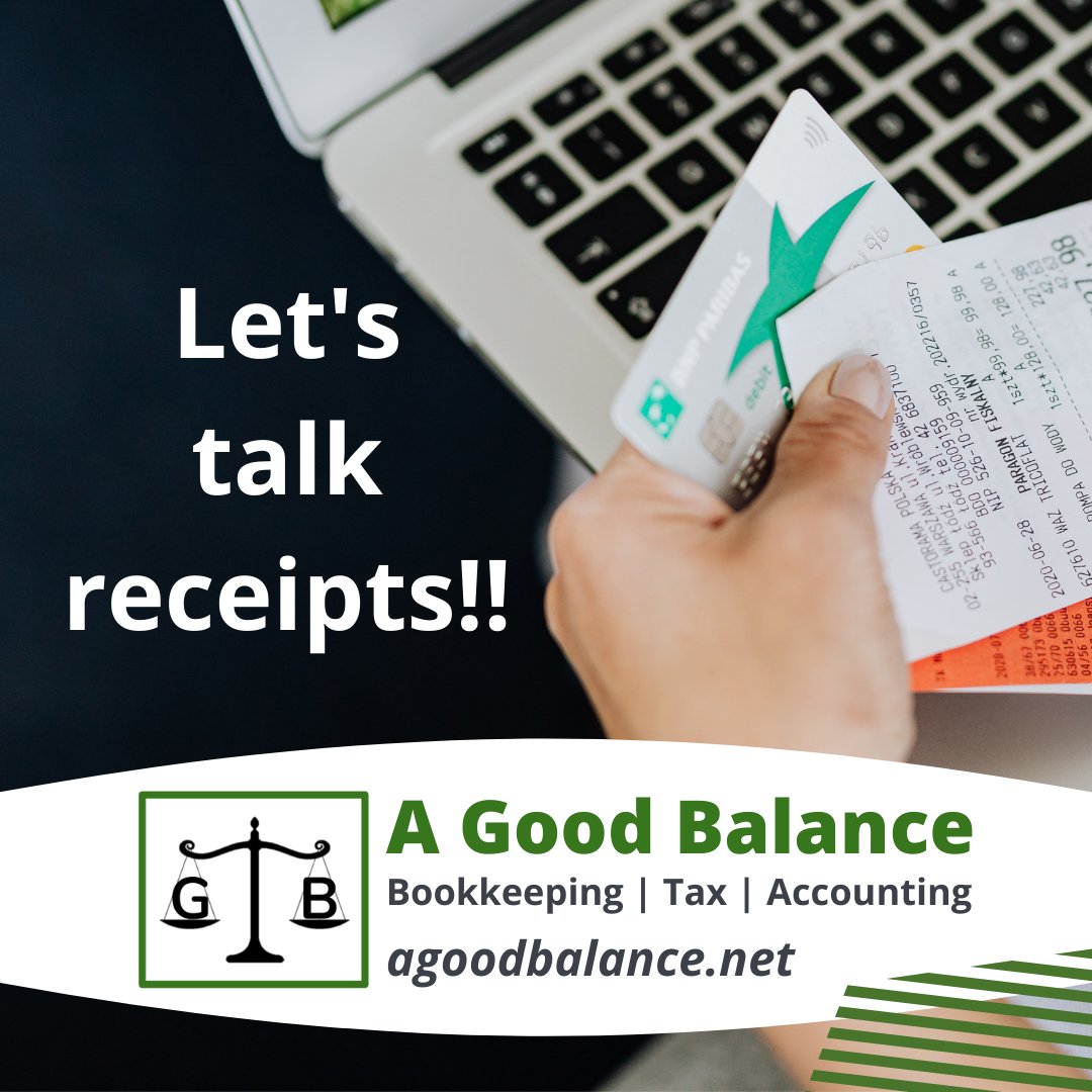 AGoodBalance1's tweet photo. How do you keep your receipts for tax time? Shoebox? Colour coded files? Scan them? We can help you to get them organized. Call Us!!
#agoodbalance #bookkeeping #business #entrepreneur #barrie #accounting #payroll #tax #advisory #simcoecounty #local #ontario #innisfil #receipts https://t.co/mzwz5WabKT