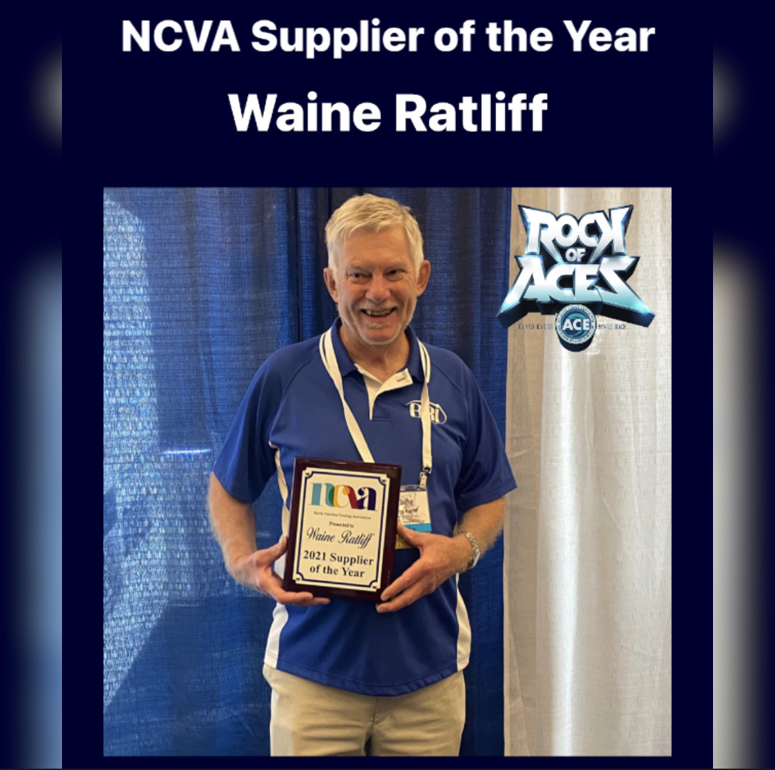 ACEVendingShow's tweet photo. Congratulations to the NCVA Supplier of the Year Award recipient: Waine Ratliff with Burdette Beckmann Inc.! @bbiteam 
Waine will also serve on the ACE 2022 Planning Committee in the ACE Supplier Association President seat. 
#acevending2021 https://t.co/ETRBeOA8OM