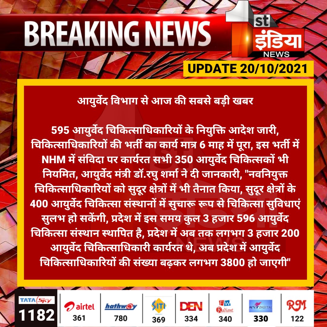 NHM में संविदा पर कार्यरत सभी 350 आयुर्वेद चिकित्सकों का झूठा आंकड़ा देकर जनता को बेवक़ूफ़ नहीं बना सकते...
अभी भी 800 से ज्यादा NHM में संविदा पर आयुर्वेद चिकित्सक हैं जो नियमित होने से वंचित रह गए...
<a href="/RahulGandhi/">Rahul Gandhi</a> <a href="/priyankagandhi/">Priyanka Gandhi Vadra</a> <a href="/ashokgehlot51/">Ashok Gehlot</a> <a href="/DrSatishPoonia/">Satish Poonia</a> <a href="/1stIndiaNews/">First India News</a>