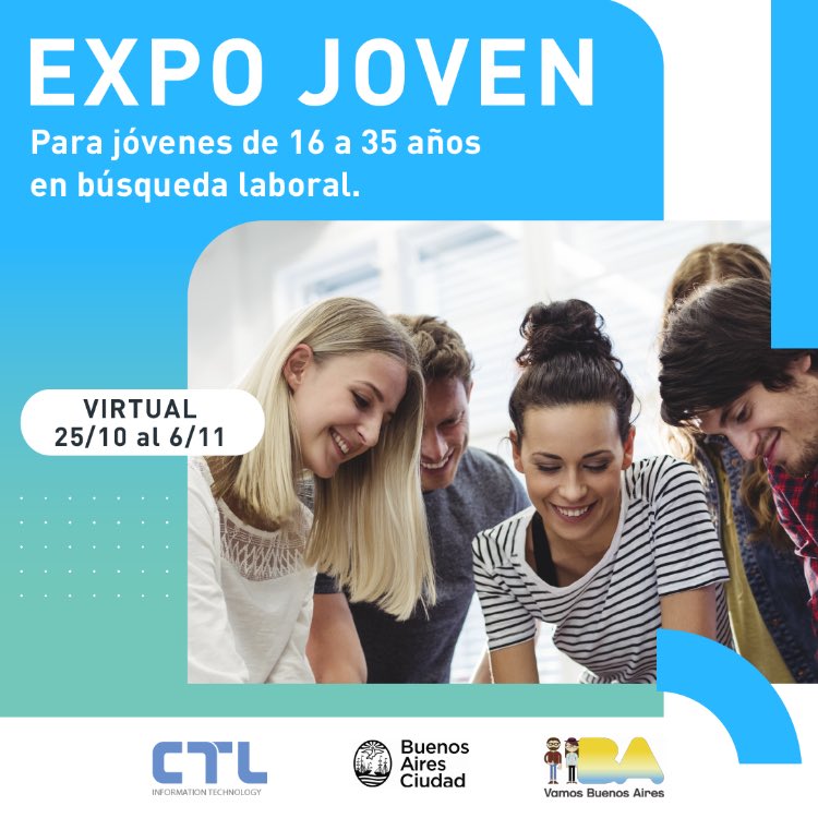¿Conocés Expo Joven? 

Este año, en CTL participamos con varias de nuestras búsquedas abiertas. 
¡Te estamos buscando! ¿Te sumás a nuestro equipo?
