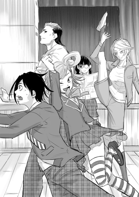 この前アップしたサーカス漫画の表紙の自動彩色を使ったビフォーアフターです。1枚目のグレーの状態から自動彩色をして、線画とトーン部分を茶色に変換して、あとはハイライトなど軽く加えるだけでできました。なかなか楽しい機能です。 