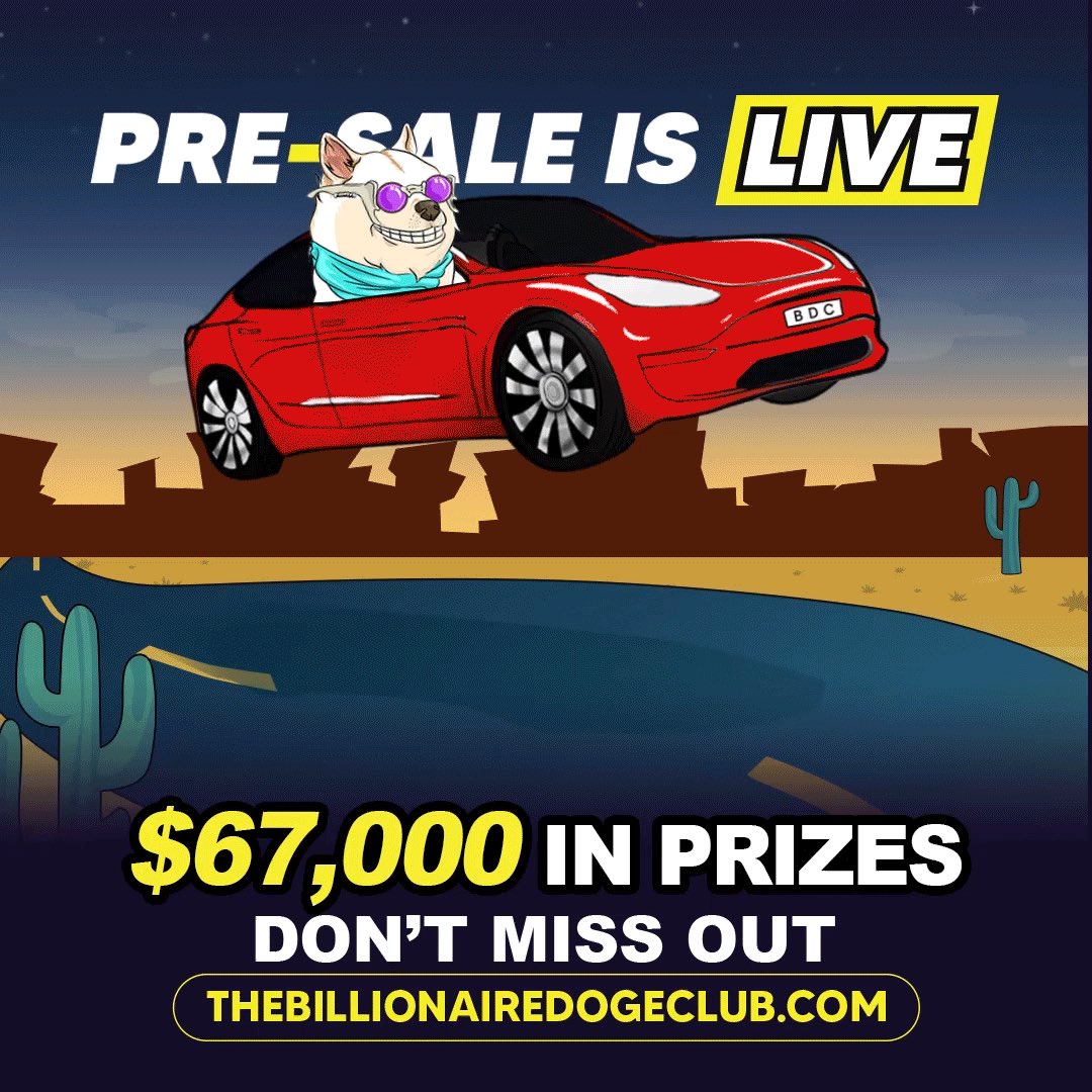 Hey Guys Amazing chance to win 🤩👇

Over $67,000 in prizes - don’t miss out on this one!!
-Tesla Model 3
-5 iPhone 13s
-5 MacBook Pros

Go now 👇
thebillionairedogeclub.com

Billionaire doge club just dropped 2,000 unique NFT’s for Pre-sale(closes soon 👀)🔥🔥