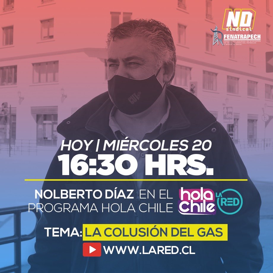 Hoy 16:30 por La Red nos vemos para conversar sobre la colusión del Gas ⁦<a href="/Fenatrapech_/">Fenatrapech</a>⁩