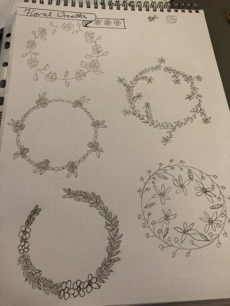 FrediSmith's tweet photo. Drawing practice. This week - floral wreaths #journalwithpurpose https://t.co/CwhAFhOPwC