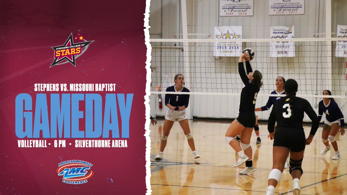 Stephens College Volleyball (@stephensstarsvb) on Twitter photo GAMEDAY for women's volleyball as they host the #3 ranked Spartans of Missouri Baptist University in AMC action! <a href="/AMCSports/">American Midwest Conference</a>
Live video: bit.ly/3CSaRCR
Live stats: bit.ly/3E29Cl5 GAMEDAY for women's volleyball as they host the #3 ranked Spartans of Missouri Baptist University in AMC action! <a href="/AMCSports/">American Midwest Conference</a>
Live video: bit.ly/3CSaRCR
Live stats: bit.ly/3E29Cl5