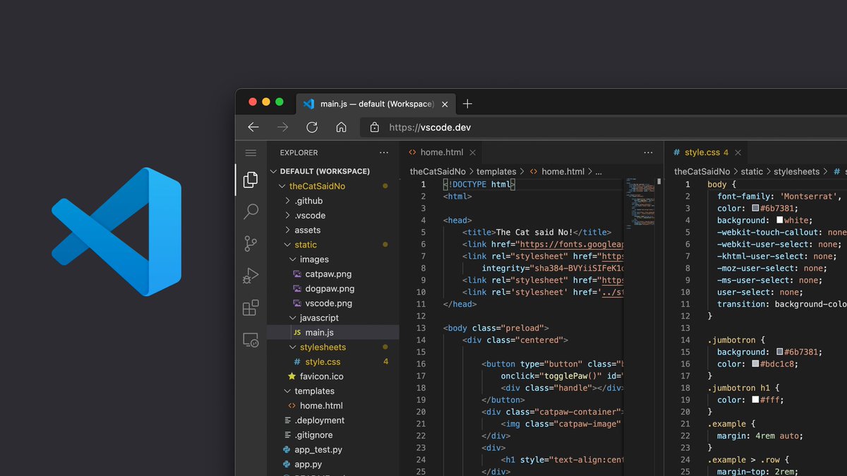 Wanna see something cool? 😎 Go to 'vscode.dev' and start coding with Visual Studio Code entirely in your browser. Anywhere, anytime, on any device and tablet, with no install required 🧑‍💻🪄
Read the announcement 👉 aka.ms/vscode-dev-blog