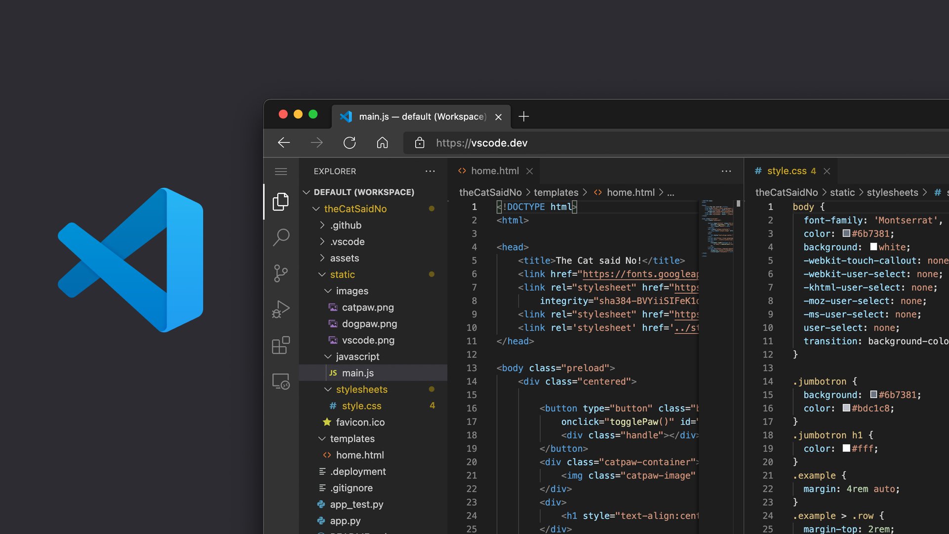 Microsoft Visual Studio Code lets you build and debug modern web and cloud applications. Visual Studio Code is free and available on Linux, macOS, and