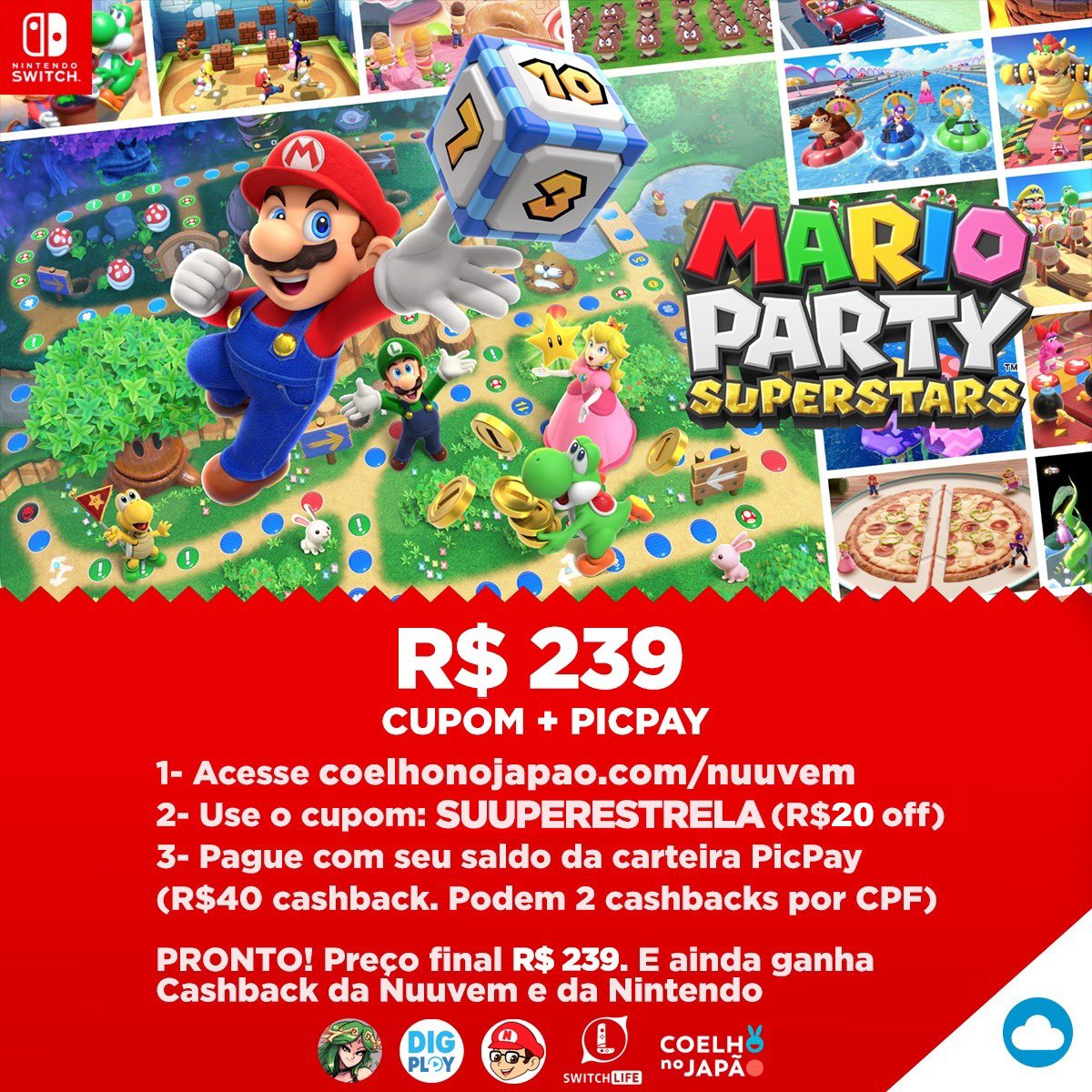 rodrigocoelhoc's tweet photo. 𝗠𝗔𝗥𝗜𝗢 𝗣𝗔𝗥𝗧𝗬 Superstars R$239 na @nuuvem 
E 𝐒𝐎𝐑𝐓𝐄𝐈𝐎 do jogo + 4 Gift Cards R$100

https://t.co/iHoRd5WjcF
CUPOM SUUPERESTRELA
Pague com saldo PicPay

----
Pra ganhar:
-Me siga + @sailorpalutena @canaldigplay @nerdnintendista @switchlifebr
-❤️+🔁
-Marque 2 Amigos @ https://t.co/RAE8Yw3WdC