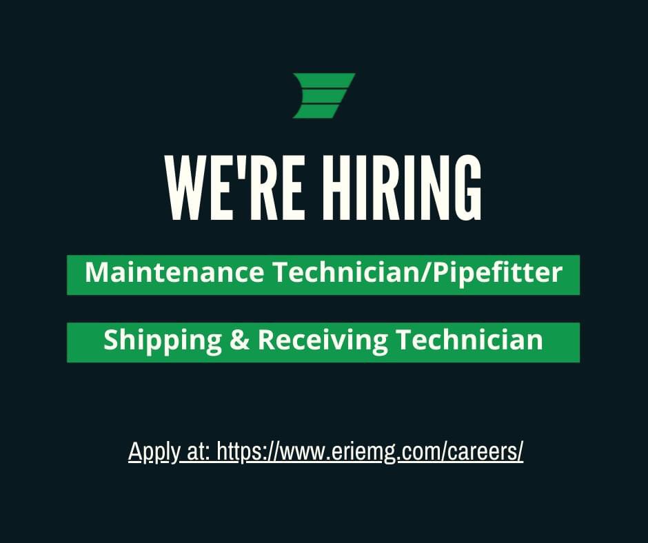 WE'RE HIRING! We are currently seeking qualified candidates for the following positions in our Erie, PA plant:
• Maintenance Technician/Pipefitter
• Shipping &amp; Receiving Technician

Learn more and Apply at: eriemg.com/careers/

#HEROBX #biodiesel #biofuel #erie #eriepa #PA