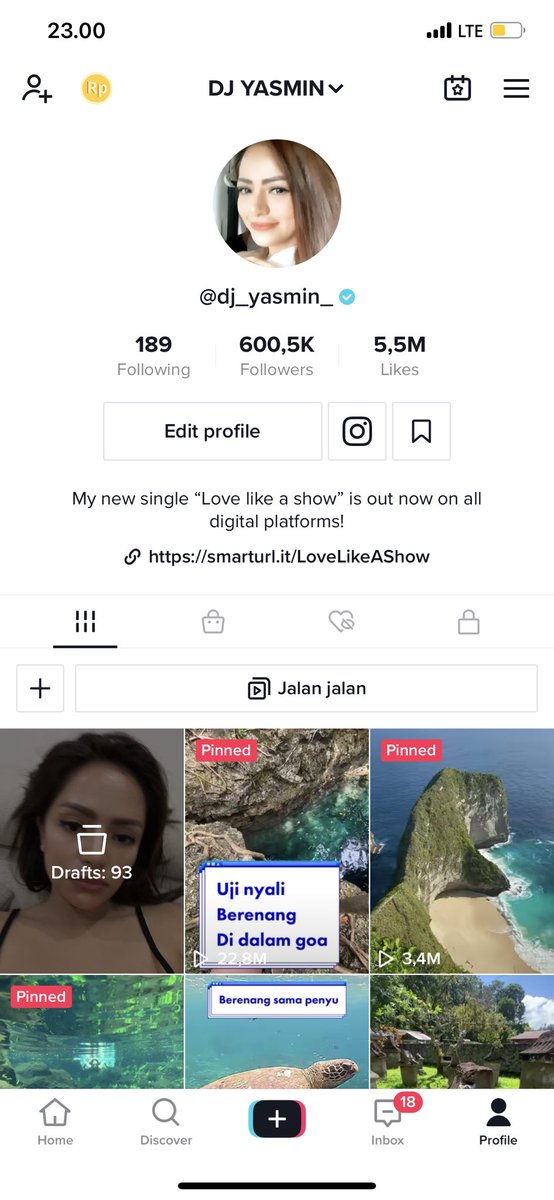 Anyway.. followers tik tok aku skrg udah 600 K . Omg omg ! Senang sekaliiii syalala..