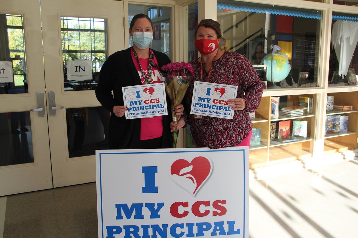 Students and staff at Wedgewood Middle School showed their love for Principal Jennifer Meade and Assistant Principal Amanda Mitskevich as we continue to honor our school building leaders this month. #OurCCS #ThankAPrincipal