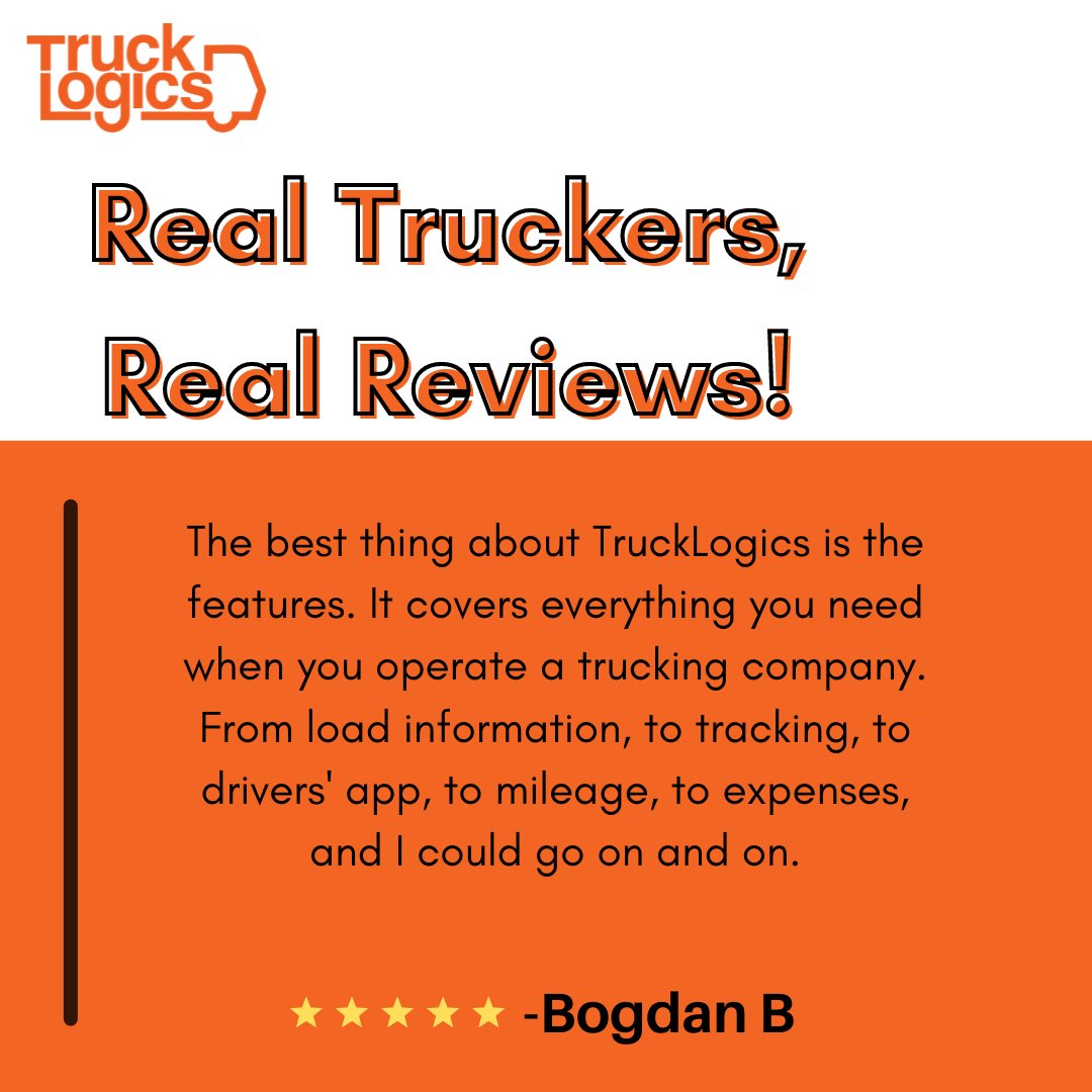 TruckLogics's tweet photo. One feature that sets TruckLogics apart from other TMS is that we take your feedback and make improvements based upon what you're saying! 🚚🗣️

If you're interested in hearing more about what TruckLogics can do for you, give us a call at (704)-234-6946! 

#Trucking #Review https://t.co/mYeDVBMOuj
