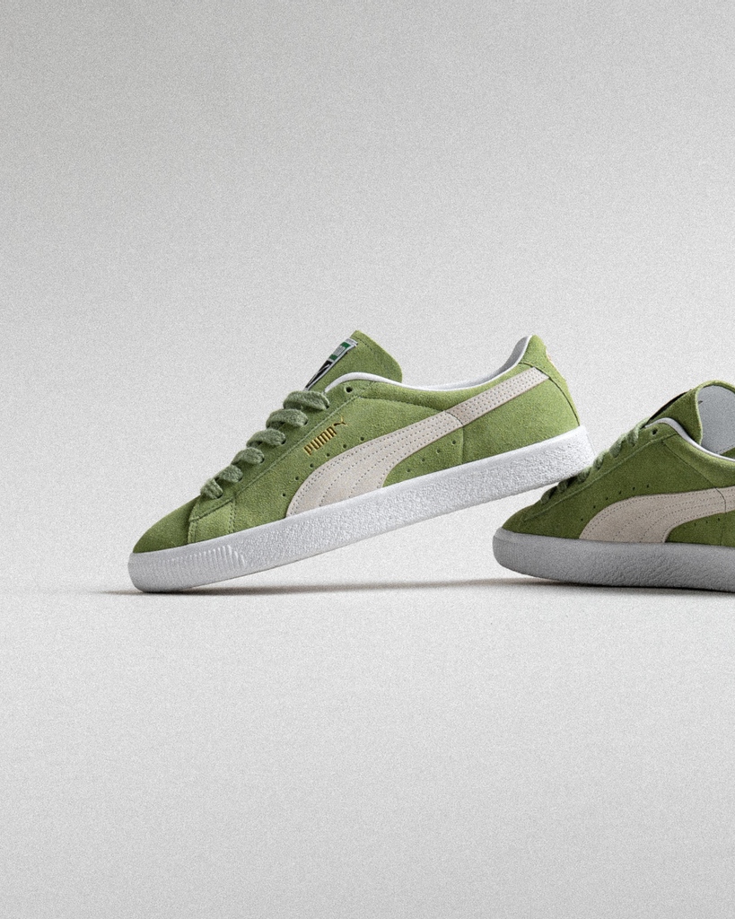 OVERKILL on Twitter: "Over years in the game but still classic. The Puma Suede never gets old. version comes with a light-green suede upper, gray form-strip and white