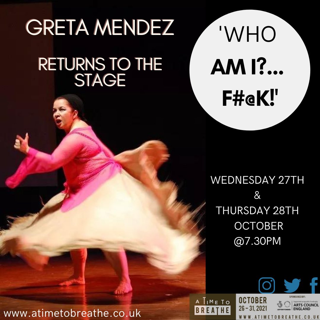 attb2021's tweet photo. The wonderfully eclectic Greta mendez MBE will be returning to her roots of passionate storytelling through the medium of movement⭐

Wednesday 27th &amp; Thursday 28th October @ 7.30pm❗at the theatre formerly known as Stockwell Playhouse
https://t.co/Ut5RgeKhx3 💥 https://t.co/m0nlUgzdif