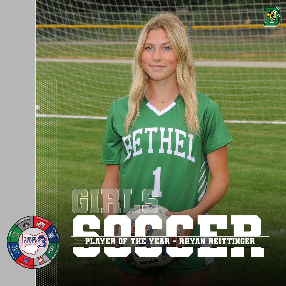 BethelBeesAD's tweet photo. In addition to these @BethelBeesGSOC  players...

Your final 1st Team and 2021 TRC PLAYER OF THE YEAR for Girls Soccer is Rhyan Reittinger!

Congratulations Rhyan! @RhyanReittinger 

@trcathletics https://t.co/gXSpUxGZSG