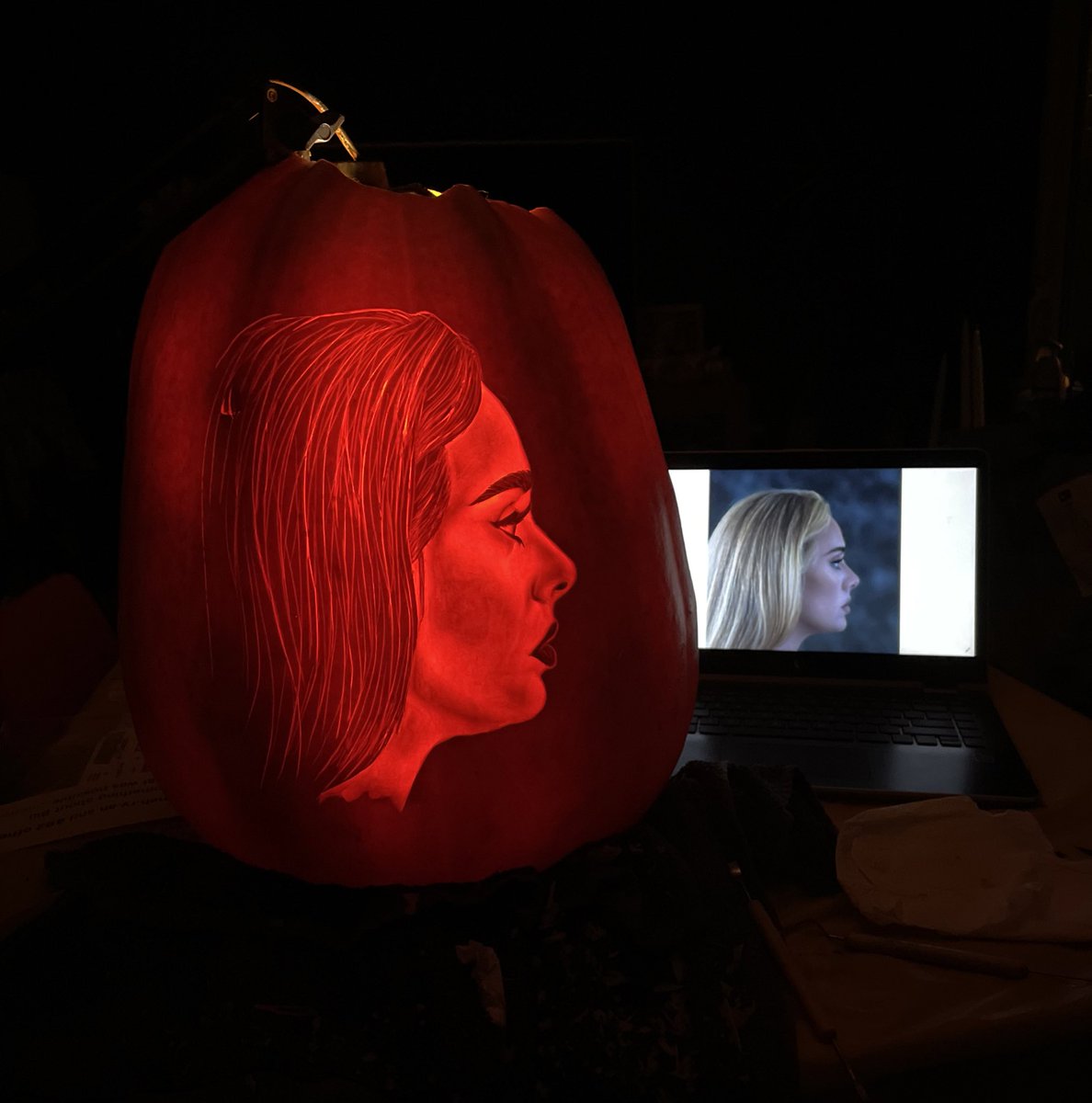 Finished my first pumpkin carving of the year 🎃 <a href="/Adele/">Adele</a>