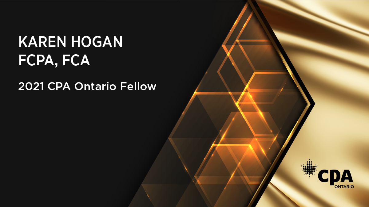 Congratulations to AG Karen Hogan on being named a <a href="/CPA_Ontario/">CPA Ontario</a> 2021 Fellow, the highest distinction bestowed upon a CPA in the accounting profession. Karen has worked hard to drive collaboration, innovation and progress at the OAG. #CPAOCelebrates