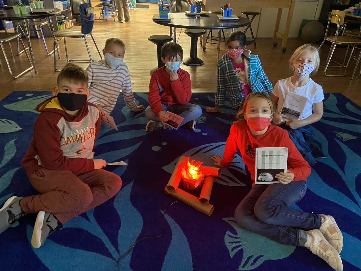 TeachJen2's tweet photo. 3rd grade EXCEL authored spooky stories and shared them round a “campfire”. #EXCEL #BrunswickPRIDE #writereader @BCSDHuntington @Ms_EFoster https://t.co/vKkMjCnRAh