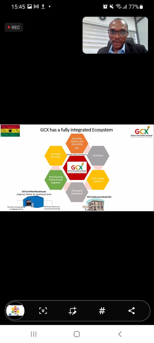 AshesiEntCenter's tweet image. &quot;The GCX is a fully integrated ecosystem of GCX rules, the trading platform, clearing and settlement, warehousing and warehouse regulators, exchange members, and securities industry act&quot;
Albert Nii Ayi Tagoe, Head of Finance @gcx_official 
#AECGCXhack #ashesientship