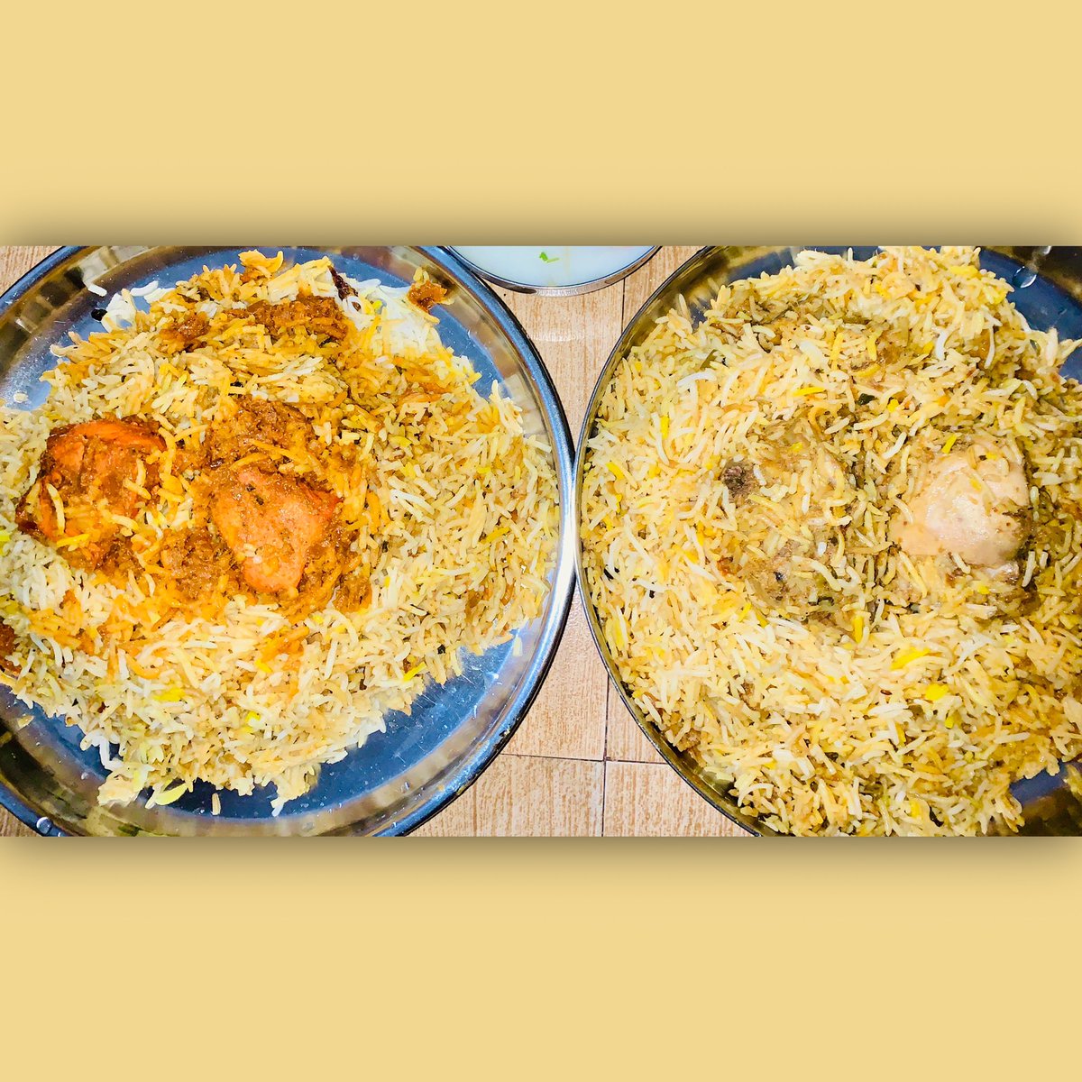 KhaadyaHub's tweet photo. The first non veg item which comes to your mind is chicken biryani 

These hunger saviour biryanis are from @salatsbiryanihouse

In frame :- 
1. Chicken Tikka Biryani 
Price - ₹230
Ratings - 4/5

2. Hyderabadi Chicken Biryani
Price - ₹210
Ratings - 3/5

#khaadyahub #biryani https://t.co/oTY2jPeoBz