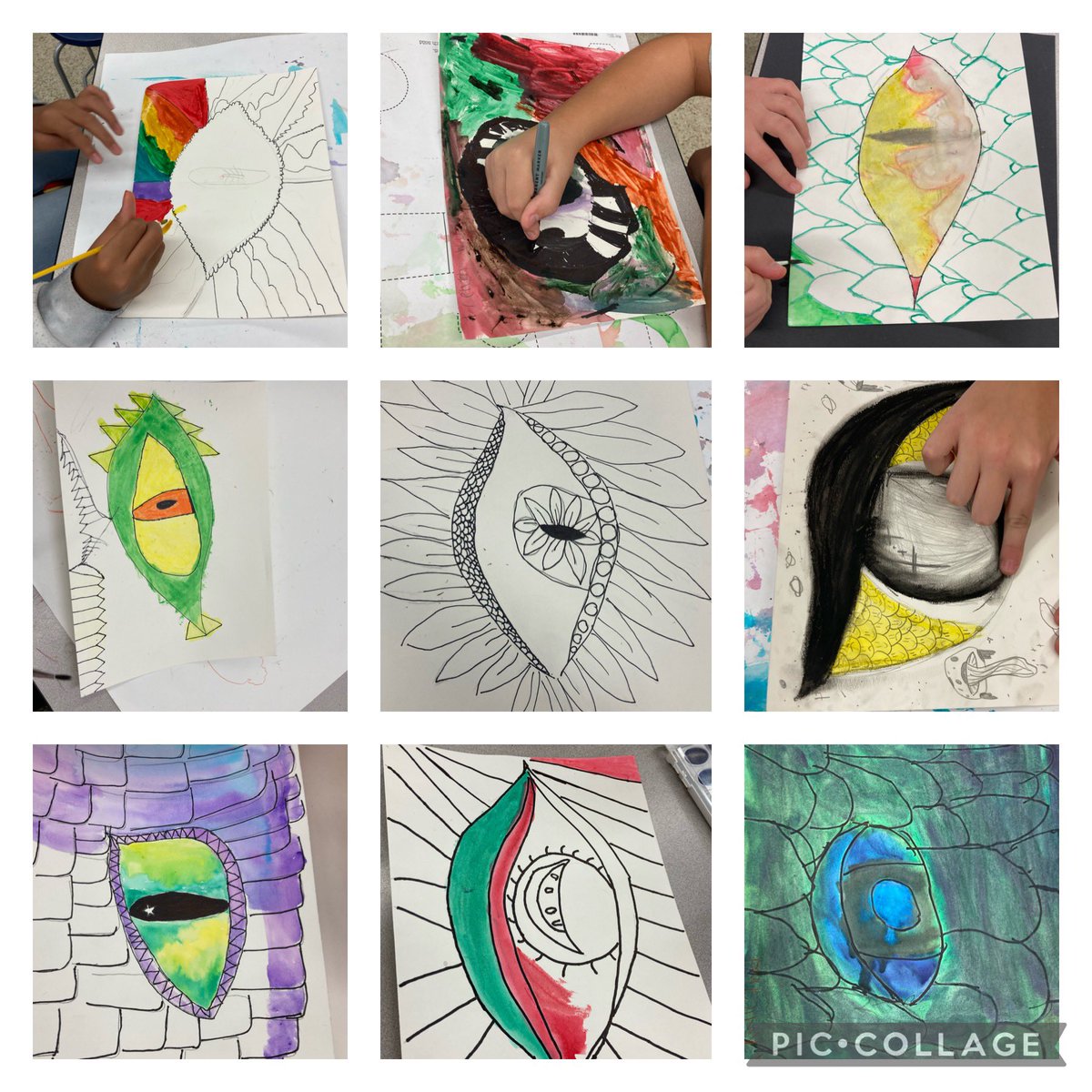 Pastels, watercolors, and dragon eyes, oh my!! #arttherapy <a href="/VBFairfieldES/">Fairfield Elementary School @vbschools</a> <a href="/pgeromin1/">Mr. Geromin</a> <a href="/heather_devita/">H DeVita</a>