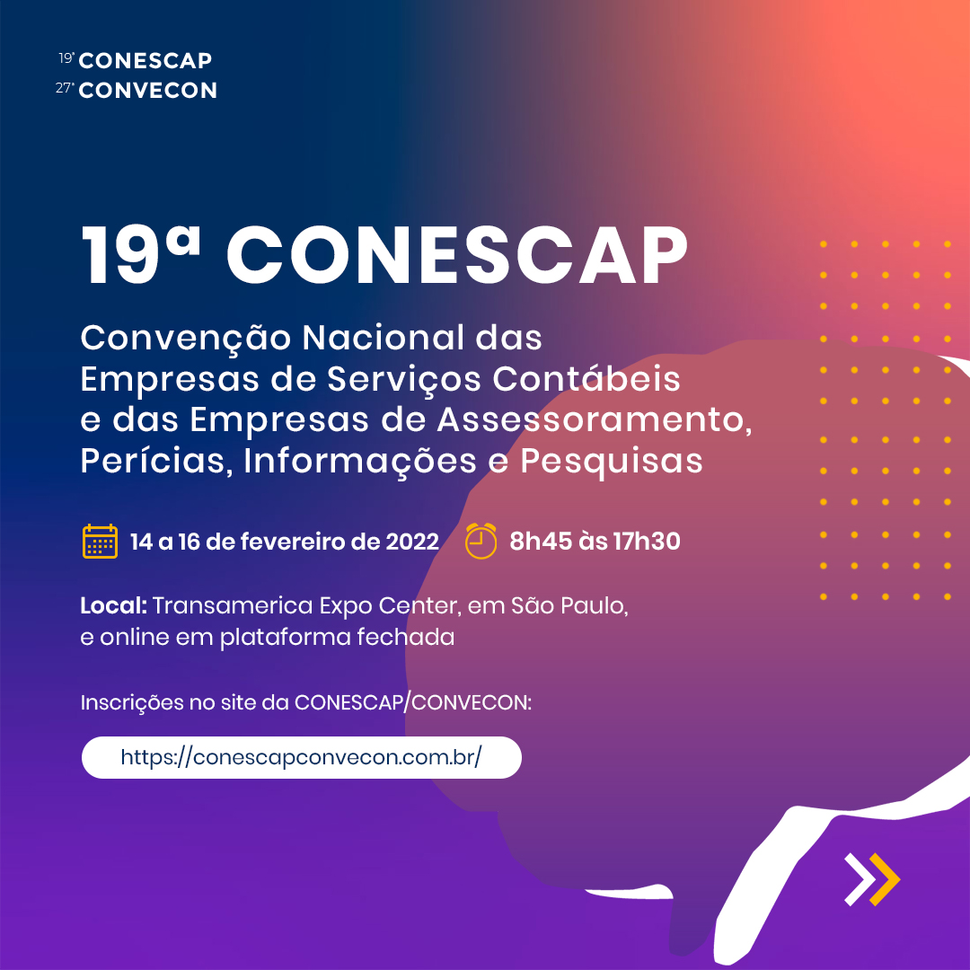 CRCSP_Oficial's tweet photo. 27ª CONVECON e 19ª CONESCAP

Arraste para o lado e fique ligado sobre como o maior evento nacional do setor empresarial e a maior convenção dos profissionais da contabilidade acontecerão juntos!
 
Inscrições CONVECON: https://t.co/xP3HmgLUcz
 
#CRCSP #CONVECON #CONESCAP https://t.co/pyDF7Fks2l