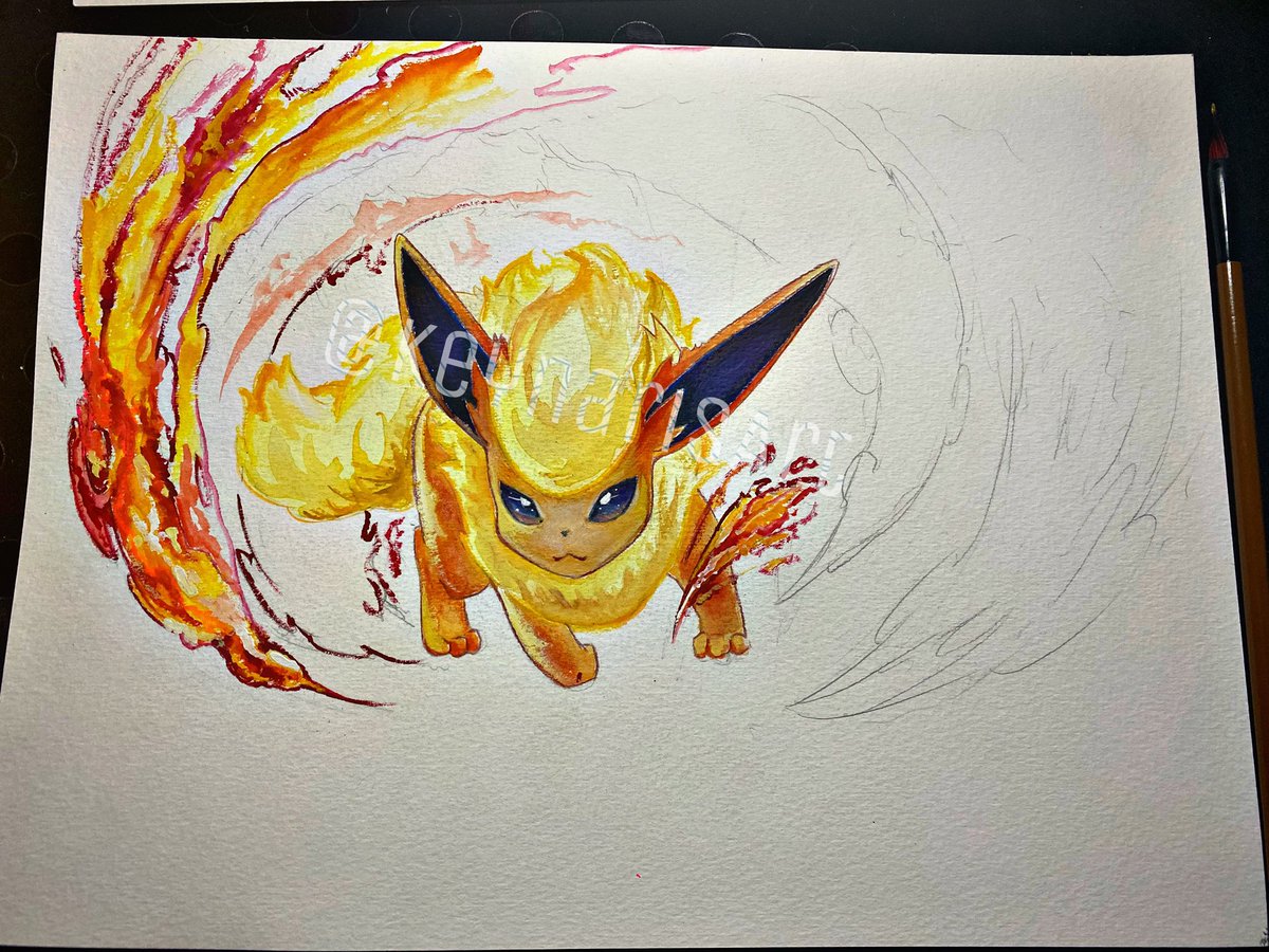 keynaris's tweet photo. hey , Today’s Wip is Flareon ! 🔥🔥 ✍️😝

#Pokemon #Eevee #eeveelution #Flareon https://t.co/Uk0xYlPjbe