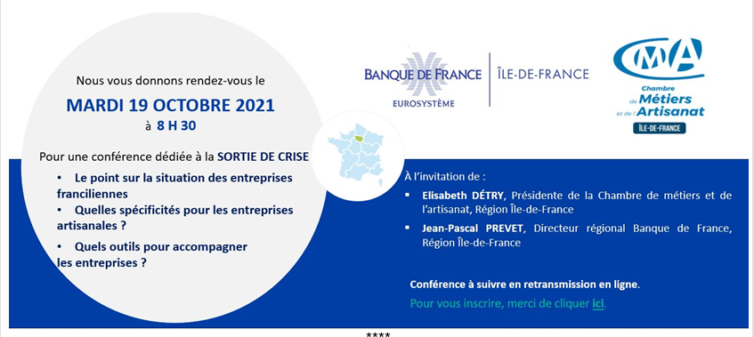 banquedefrance's tweet photo. 🎥 A l'occasion de la conférence sur "les #entreprises franciliennes et la sortie de crise" du 19 octobre 2021, la Banque de France et la @CMA_Paris se sont interrogées sur les problématiques de sortie de #crise en #ÎledeFrance.  Découvrez le replay ➡️ https://t.co/fh8pEtiIxR https://t.co/0a2ufGVFBG