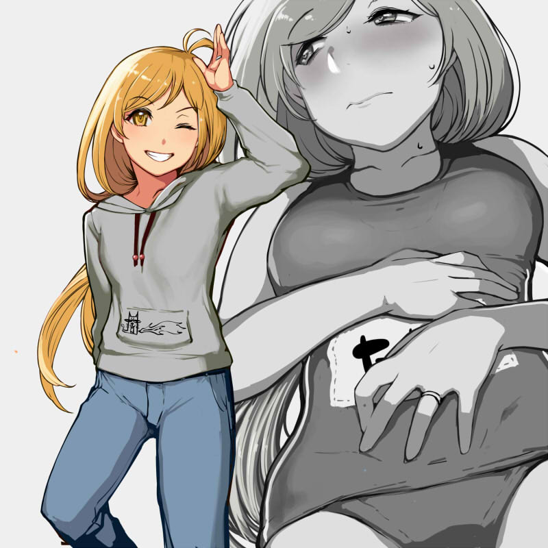 背の低い人妻にスクール水着を着てもらう試み #人妻の横に水着を描くと楽しい 