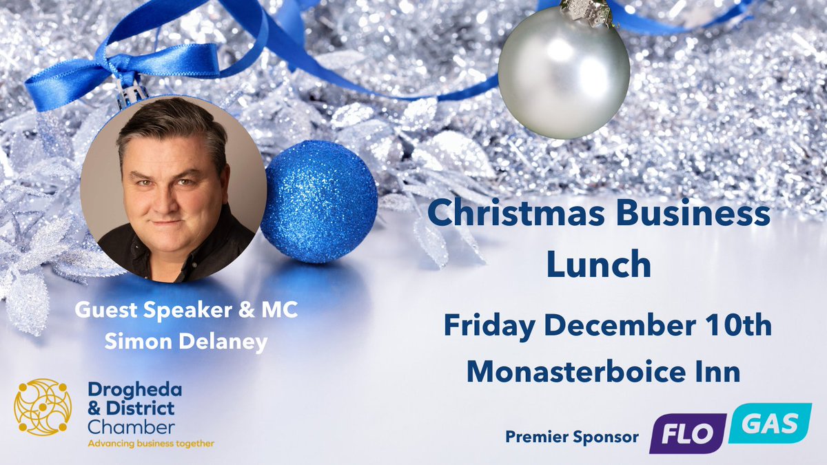 DroghedaChamber's tweet photo. We are thrilled to announce that our Guest Speaker &amp; MC for this year's Christmas Business Lunch is none other than @SimonDelaneyEsq 
This is going to be an exciting event, don't delay in booking your place.  Book 👉https://t.co/LTbTGHsGtO 

#ElevatingDrogheda #LouthChat https://t.co/yEimY0GldL
