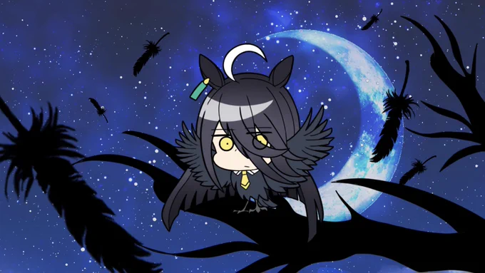 マンハッタンカフェ実装おめでとうございます。これはトリ娘マンハッタンカラス
#ウマ娘 