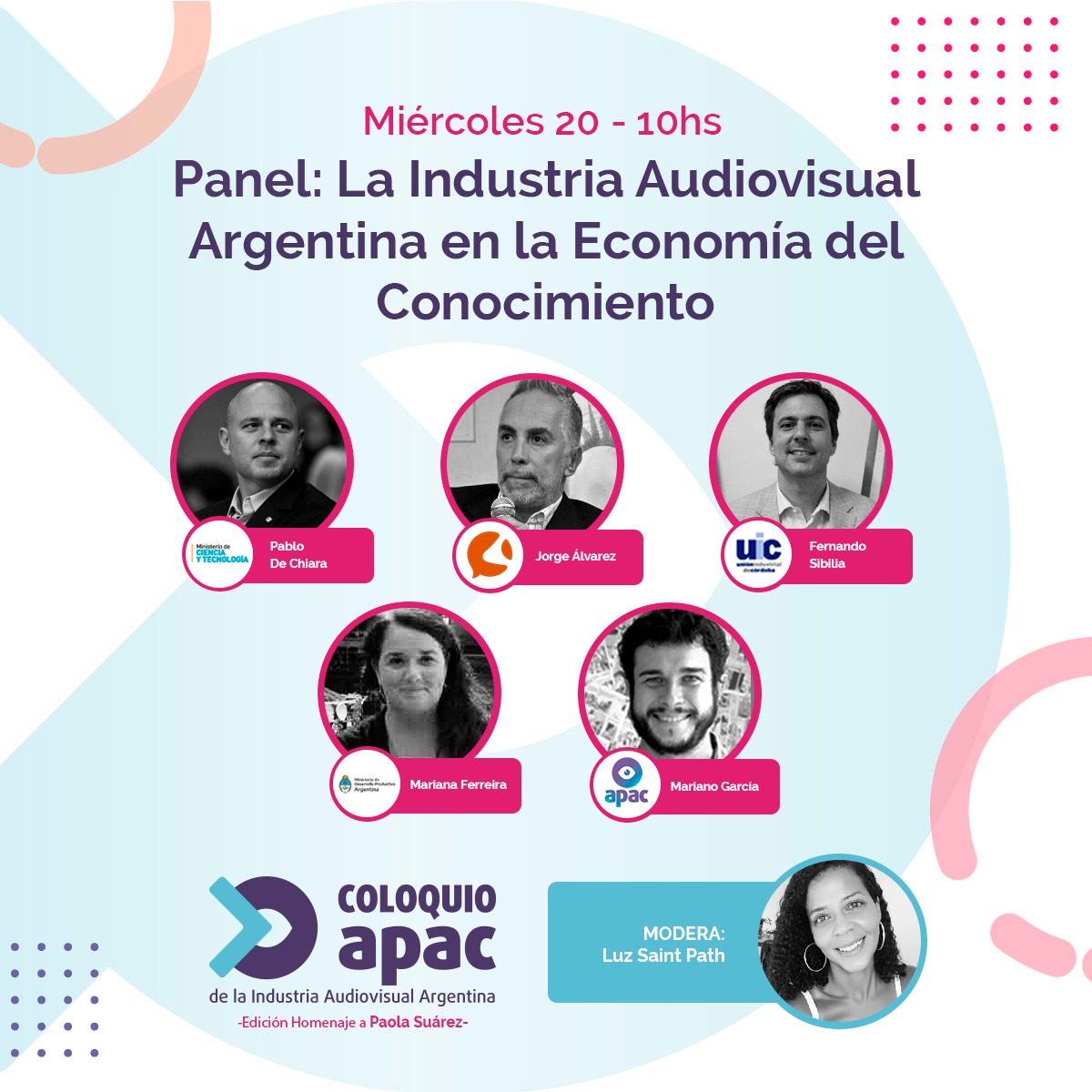 cytcordoba's tweet photo. 🗓AGENDA| Coloquio @ApacCba  - Asociación de Productores Audiovisuales de Córdoba 
➡️ 20/10 - 10.00 hs.

La industria audiovisual Argentina en la Economía del Conocimiento. 
Inscribite para participar de modo virtual:
https://t.co/ViKwAV0Btr
#coloquioApac https://t.co/TtZ5FM6fbo