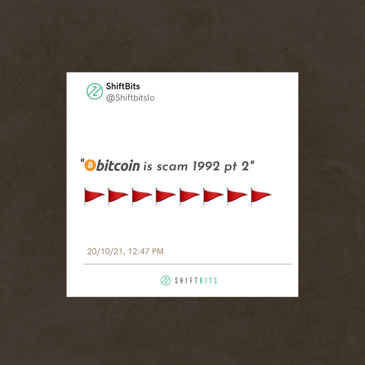ShiftbitsIo's tweet photo. Run if you see Red flags🚩🚩🚩
.
.
#bitcoin #bitcoinnews #bitcoins #bitcoinmining #bitcoinmemes #cryptocurrency #crypto #cryptomemes #cryptonews #cryptocurrencies #MEMES #shiftbits #bullish #bullishmarket #funny #explore #redflags https://t.co/qCo1p7FIld