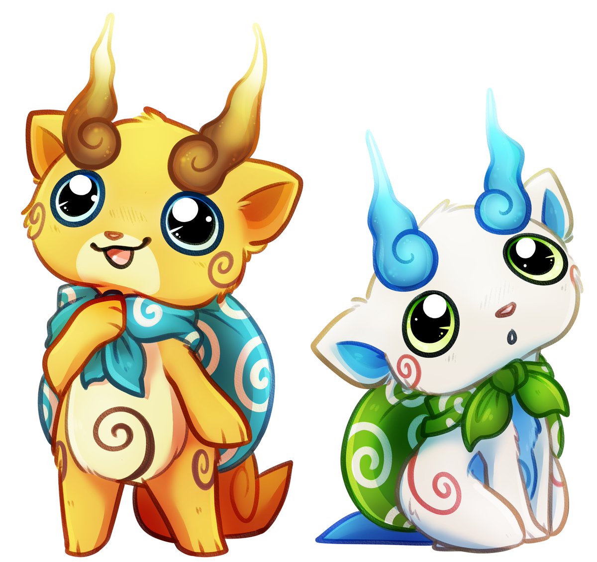 Just been reintroduced to Yokai Watch (the original on DS that is) and I just adore these character designs! Such babies!
#YokaiWatch #yokai #Komajiro #Komasan
