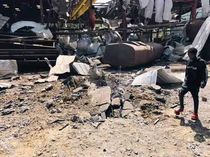 henokgabisa's tweet photo. Abiy Ahmed bombed Mekelle again. This time, he targeted civilian/commercial  industry - Mesfin Industrial Engineering. 

Photo credit: OMN https://t.co/3Bn003jn8A