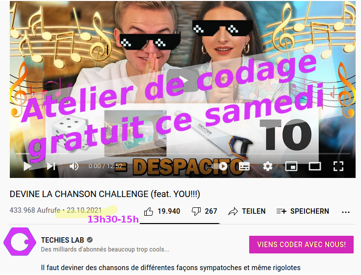 Oyé les filles👩‍🦱👩👱‍♀️👩‍🦰! Il reste des places pour notre atelier de codage 💻 gratuit (merci <a href="/MeetAndCode/">Meet and Code</a>) ce samedi 23 octobre à 13h30!
Tu as seulement besoin d'un ordi et d'une connexion Internet !
Inscription ici 👉 forms.gle/atEGtmW7qaq67p…
#meetandcode #eucodeweek