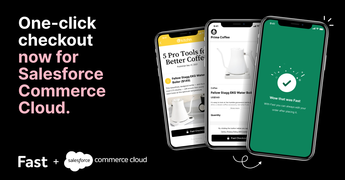 Starting today, Fast Checkout is available for all Salesforce <a href="/CommerceCloud/">Salesforce Commerce Cloud</a> stores. 

1000s of merchants will now have access to the fast-est checkout experience online. 

fast.co/newsroom-posts…
