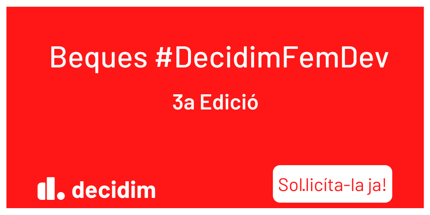 DigitalFems's tweet image. 💥El programa ofereix
✅Acompanyament en el coneixement del framework de Decidim.org (#RoR)
✅12 setmanes Tech Mentorship per a donar suport al teu aprenentatge 
✅Compatible amb feina
✅Beca 1.200€
⏩Demana la beca #DecidimFemDev aquí bit.ly/DecidimForm
