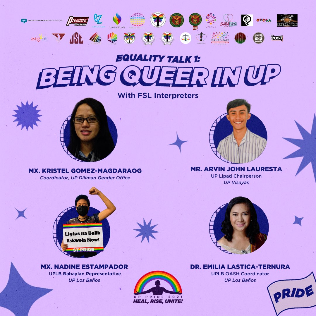 upprideofficial's tweet photo. Join us on October 27 (Wednesday), 4-6 PM for Equality Talk 1: Being Queer in UP, as we talk about the experiences of LGBTQI members of the UP community, specifically on SOGIESC-based discrimination. Hear them from our queer &amp; allied representatives from the UP system! 🏳️‍🌈🏳️‍⚧️ https://t.co/ck0uBVvDvH