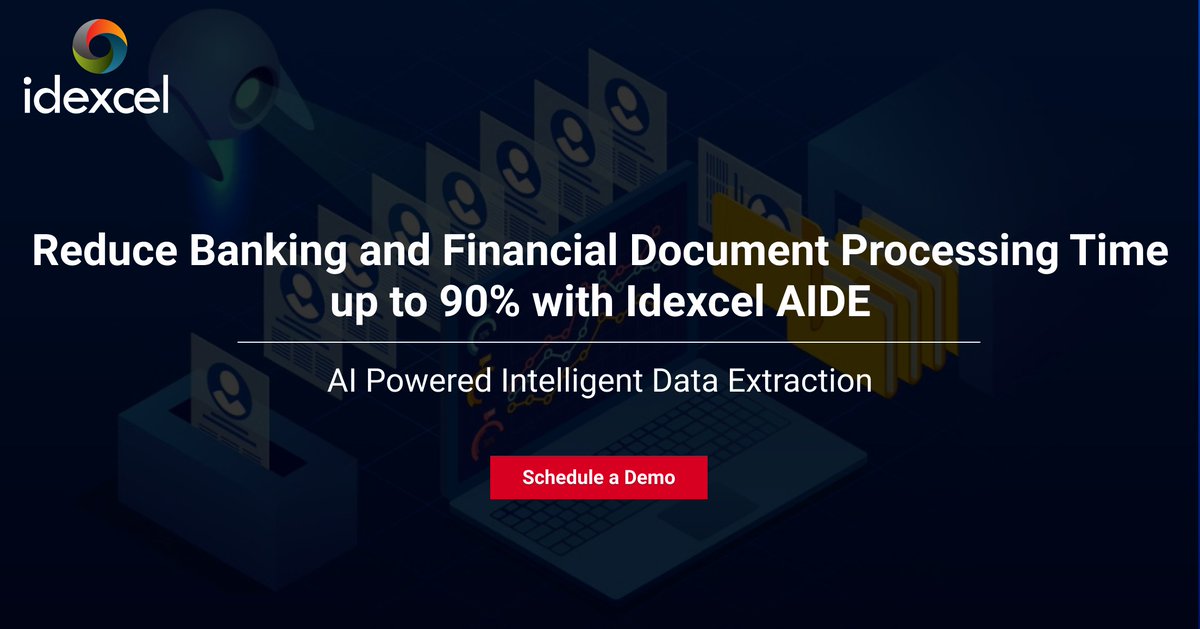 idexcel's tweet image. Reduce Banking and Financial Document Processing Time up to 90% with Idexcel AIDE. Schedule a DEMO bit.ly/3AZoRtd #AIDE #ai #documentextraction #ai #fintech