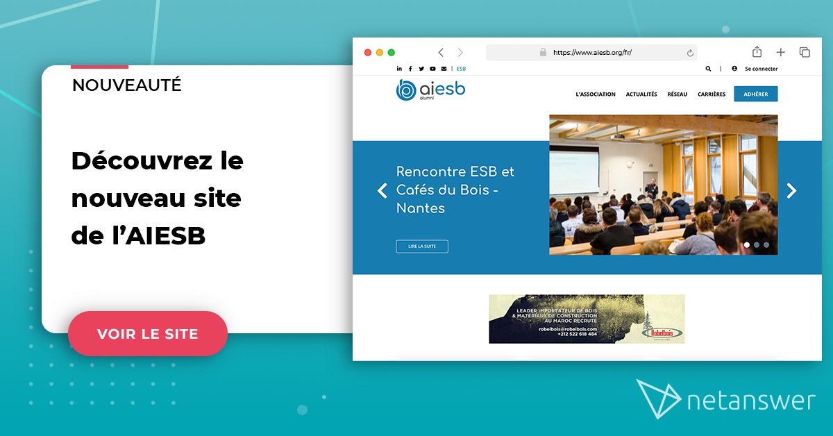 [Ils nous rejoignent 🤝]

L'association <a href="/AIESB_alumni/">AIESB</a> rejoint le réseau Netanswer !

Découvrez leur nouveau site ! aiesb.org/fr/

Merci d'avoir fait confiance à Netanswer !

#networking #alumni #reseau #communaute #NetAnswer