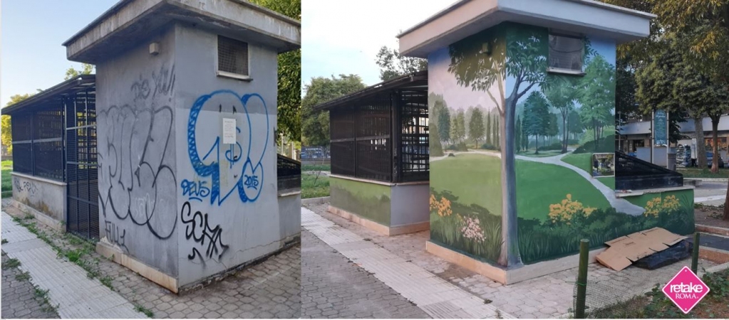 Retake_Roma's tweet photo. C'è una piazzetta in zona Subaugusta, abbandonata dalla comunità e diventata luogo di degrado, noi ci siamo messi in testa di riqualificarla per donarla di nuovo ai cittadini. Il lavoro è in progress ma i risultati si intravedono, no?  Un'altra Roma è possibile #MadeinRetake https://t.co/lgJjIBl9Xr