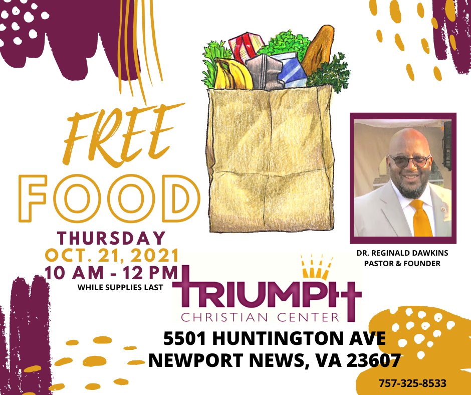 triumphccenter's tweet image. Don't forget to come out to our free food drive tomorrow morning! #PleaseShare this post with anyone who might need it this month. 

#freefood #freegroceries #fooddrive #hamptonva #newportnews #757virginia #givingback
